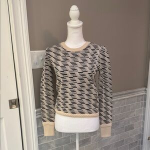 Tory Burch Beige and Black Patterned Sweater